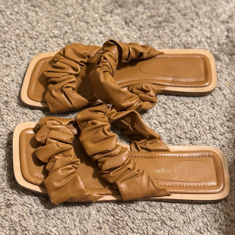 Bruno Menegatti  Brown Ruffled Leather Sandals - Picture 6 of 9
